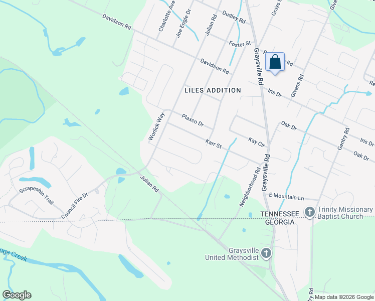 map of restaurants, bars, coffee shops, grocery stores, and more near 8015 Rosemere Way in Chattanooga