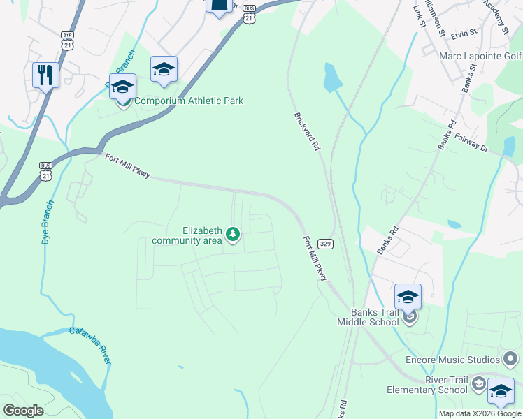 map of restaurants, bars, coffee shops, grocery stores, and more near 240 South Carolina 1719 in Fort Mill