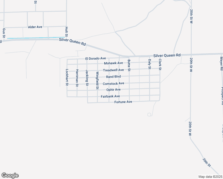 map of restaurants, bars, coffee shops, grocery stores, and more near Ophir Avenue in Mojave