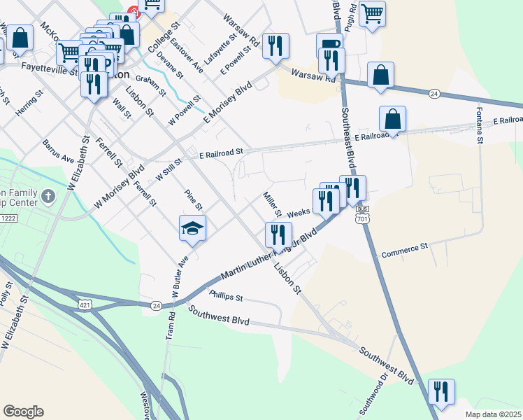 map of restaurants, bars, coffee shops, grocery stores, and more near 300 Weeks Street in Clinton