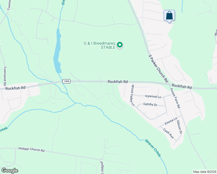 map of restaurants, bars, coffee shops, grocery stores, and more near 34368 Rockfish Road in Raeford