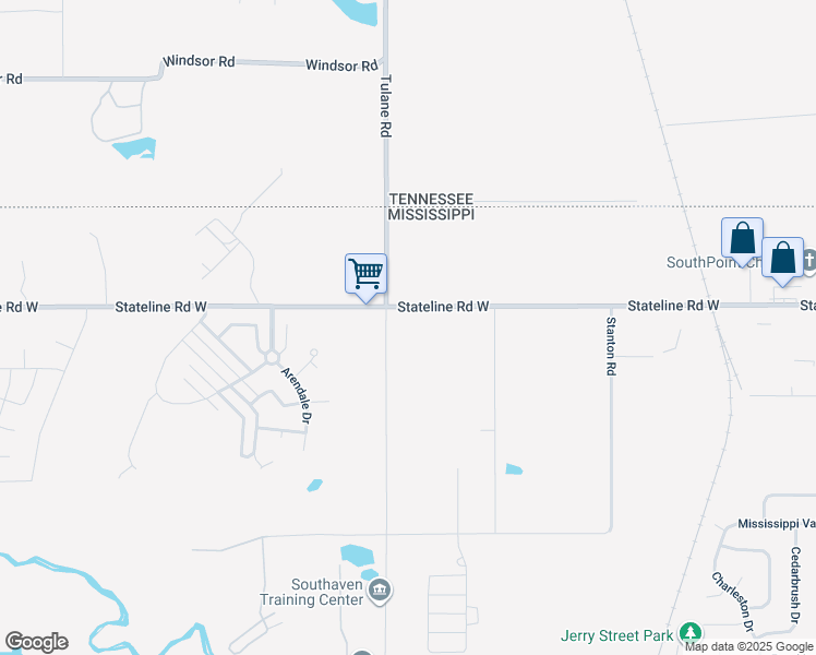 map of restaurants, bars, coffee shops, grocery stores, and more near 2929 Stateline Road West in Southaven