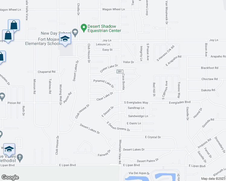 map of restaurants, bars, coffee shops, grocery stores, and more near 1968 Pyramid Lake Drive in Fort Mohave