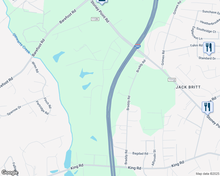 map of restaurants, bars, coffee shops, grocery stores, and more near 3154 Braddy Road in Fayetteville