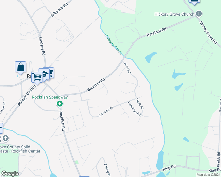 map of restaurants, bars, coffee shops, grocery stores, and more near 187 Sand Rock Road in Fayetteville