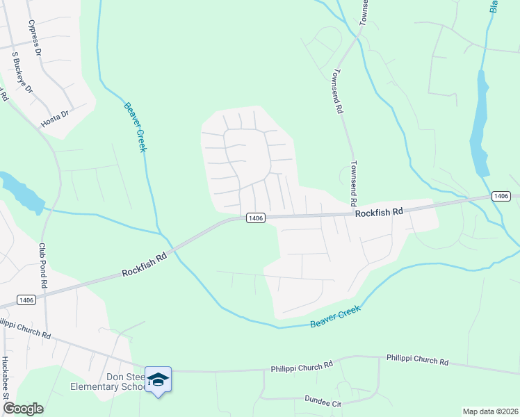 map of restaurants, bars, coffee shops, grocery stores, and more near 116 Viola Court in Raeford