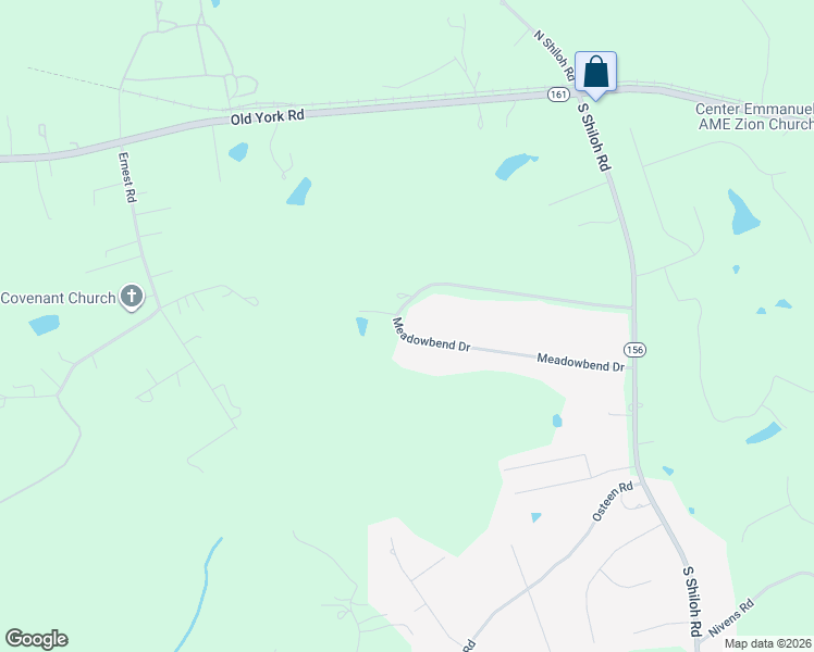 map of restaurants, bars, coffee shops, grocery stores, and more near 1040 Meadowbend Drive in York