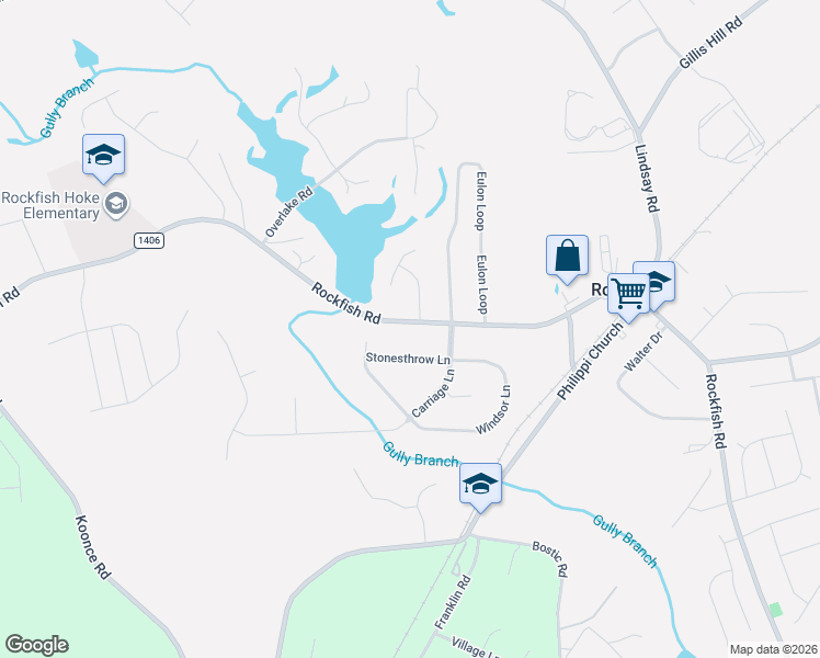 map of restaurants, bars, coffee shops, grocery stores, and more near 120 Pecan Trace Road in Raeford