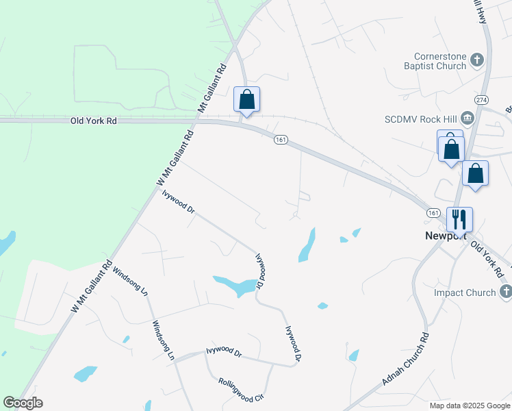 map of restaurants, bars, coffee shops, grocery stores, and more near 5755 Saint James Lane in York