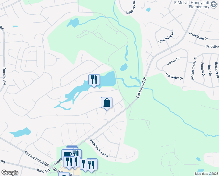map of restaurants, bars, coffee shops, grocery stores, and more near 6808 Thames Drive in Fayetteville