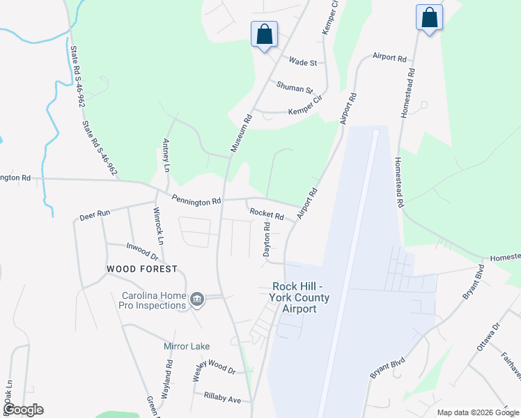 map of restaurants, bars, coffee shops, grocery stores, and more near 4141 Pennington Road in Rock Hill