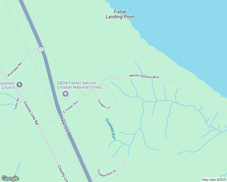 map of restaurants, bars, coffee shops, grocery stores, and more near 111 Palisades Way in New Bern