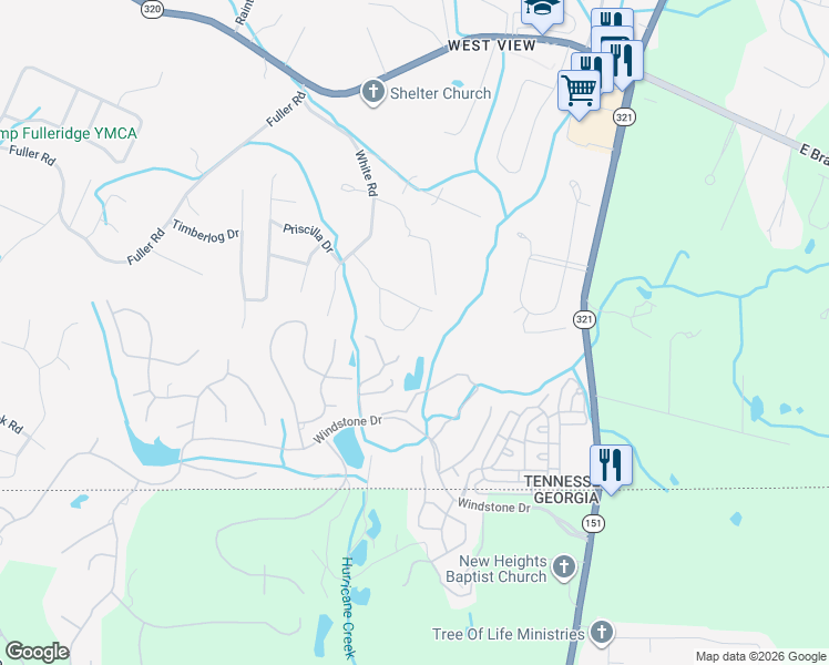 map of restaurants, bars, coffee shops, grocery stores, and more near 494 Sweet Pecan Lane in Chattanooga