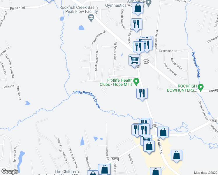 map of restaurants, bars, coffee shops, grocery stores, and more near 2949 Loon Drive in Fayetteville