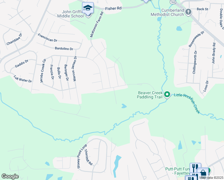 map of restaurants, bars, coffee shops, grocery stores, and more near 2305 Volta Drive in Hope Mills
