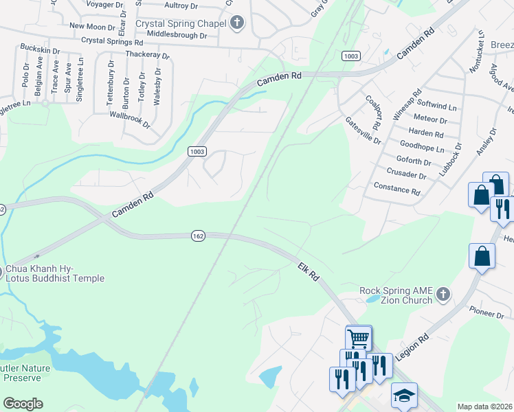 map of restaurants, bars, coffee shops, grocery stores, and more near 3910 Oakland Avenue in Fayetteville