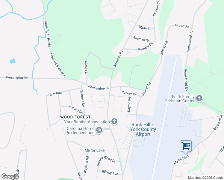 map of restaurants, bars, coffee shops, grocery stores, and more near 4193 Pennington Road in Rock Hill