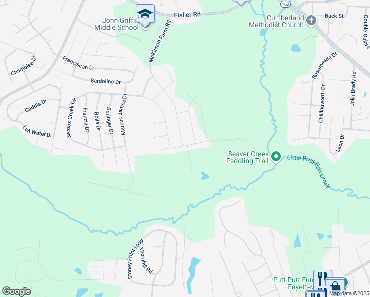 map of restaurants, bars, coffee shops, grocery stores, and more near 2305 Volta Drive in Hope Mills