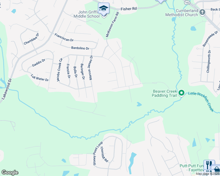 map of restaurants, bars, coffee shops, grocery stores, and more near in Fayetteville