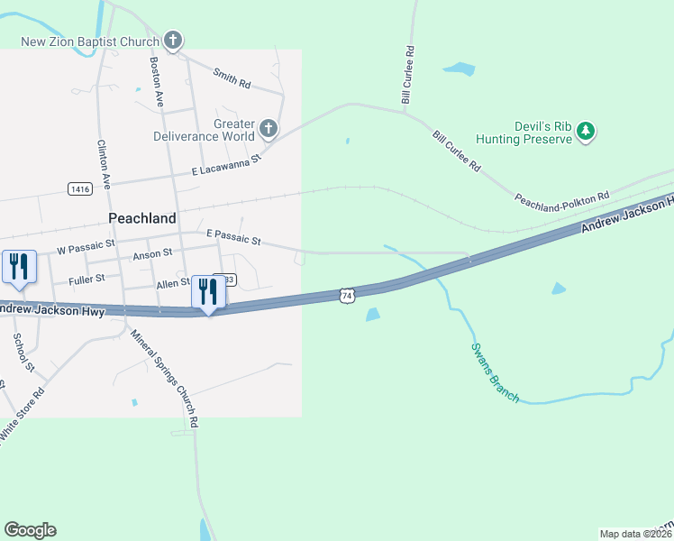 map of restaurants, bars, coffee shops, grocery stores, and more near 572 West Passaic Street in Peachland