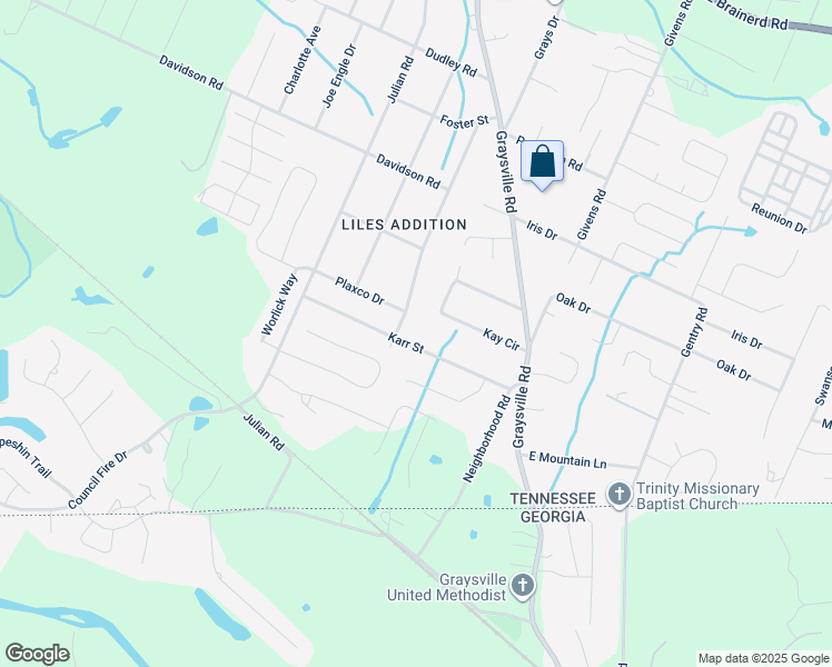 map of restaurants, bars, coffee shops, grocery stores, and more near 8109 Karr Street in Chattanooga