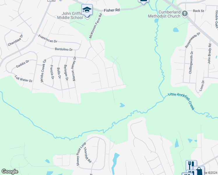 map of restaurants, bars, coffee shops, grocery stores, and more near Volta Drive in Fayetteville