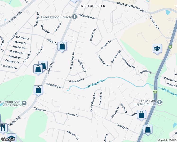 map of restaurants, bars, coffee shops, grocery stores, and more near 2513 Hunting Bow Drive in Hope Mills