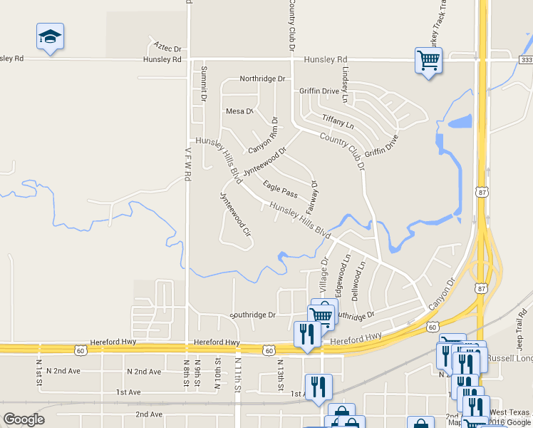 map of restaurants, bars, coffee shops, grocery stores, and more near 2 Birdie Cove in Canyon