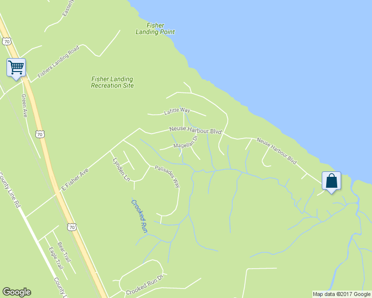 map of restaurants, bars, coffee shops, grocery stores, and more near 301 Cavendish Court in New Bern