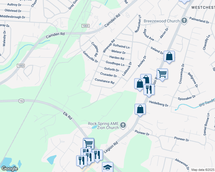 map of restaurants, bars, coffee shops, grocery stores, and more near 3608 Lubbock Drive in Hope Mills