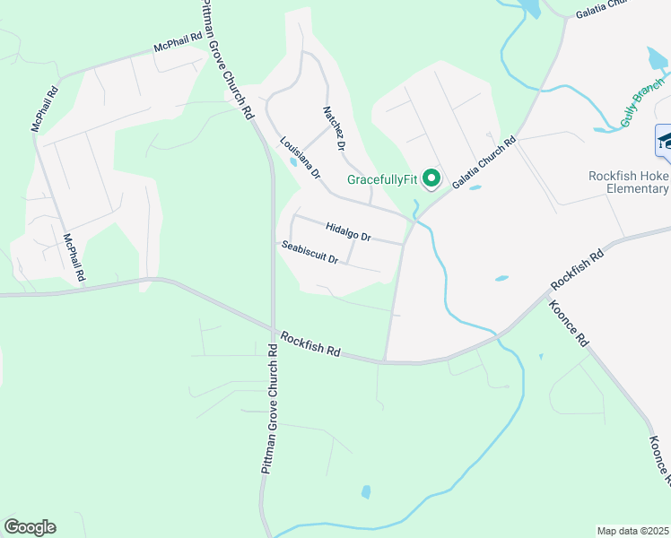 map of restaurants, bars, coffee shops, grocery stores, and more near 280 Seabiscuit Drive in Raeford
