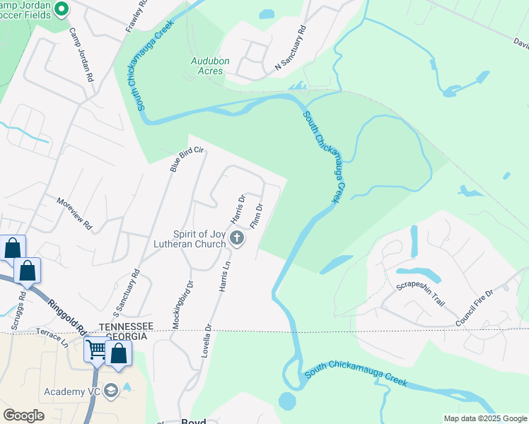 map of restaurants, bars, coffee shops, grocery stores, and more near 808 Flinn Drive in Chattanooga