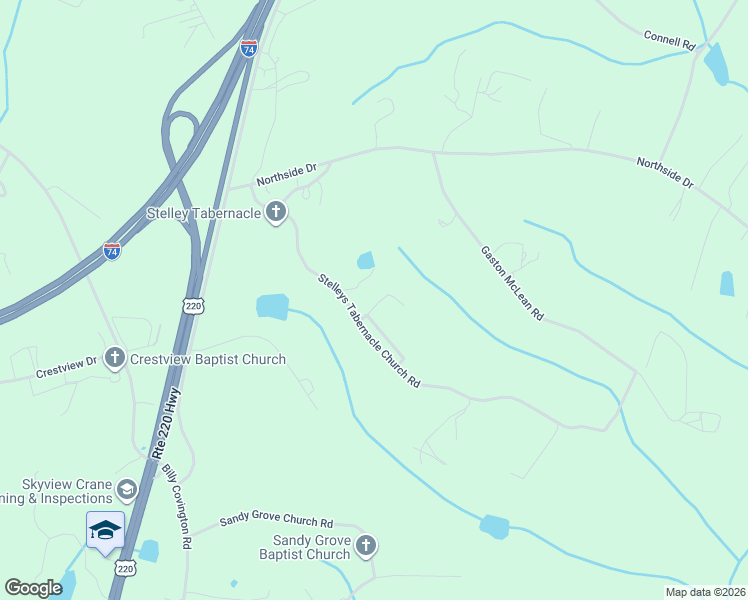 map of restaurants, bars, coffee shops, grocery stores, and more near 181 Stelleys Tabernacle Chu Road in Rockingham