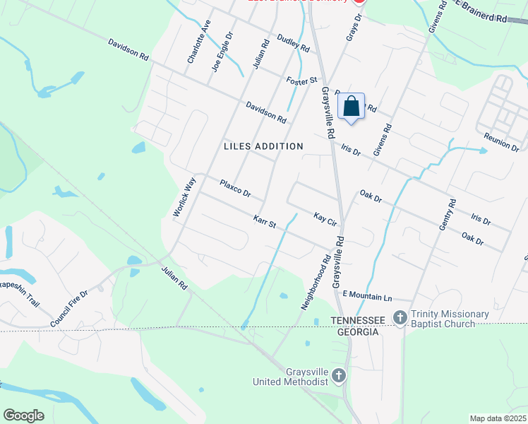 map of restaurants, bars, coffee shops, grocery stores, and more near 8109 Karr Street in Chattanooga