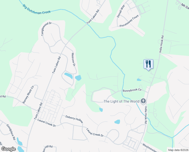 map of restaurants, bars, coffee shops, grocery stores, and more near 2405 Falling Leaf Court in Rock Hill