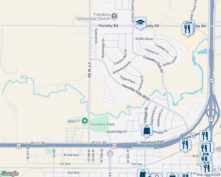 map of restaurants, bars, coffee shops, grocery stores, and more near 11 Jynteewood Circle in Canyon