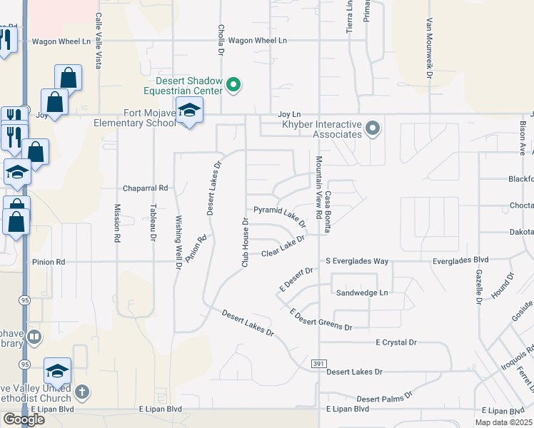 map of restaurants, bars, coffee shops, grocery stores, and more near 1924 Pyramid Lake Dr in Fort Mohave