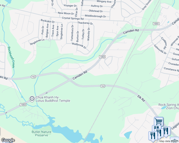 map of restaurants, bars, coffee shops, grocery stores, and more near 4749 Camden Road in Fayetteville