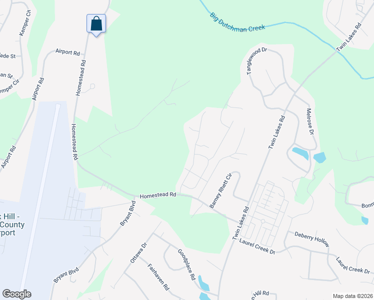 map of restaurants, bars, coffee shops, grocery stores, and more near 3280 Homestead Road in Rock Hill