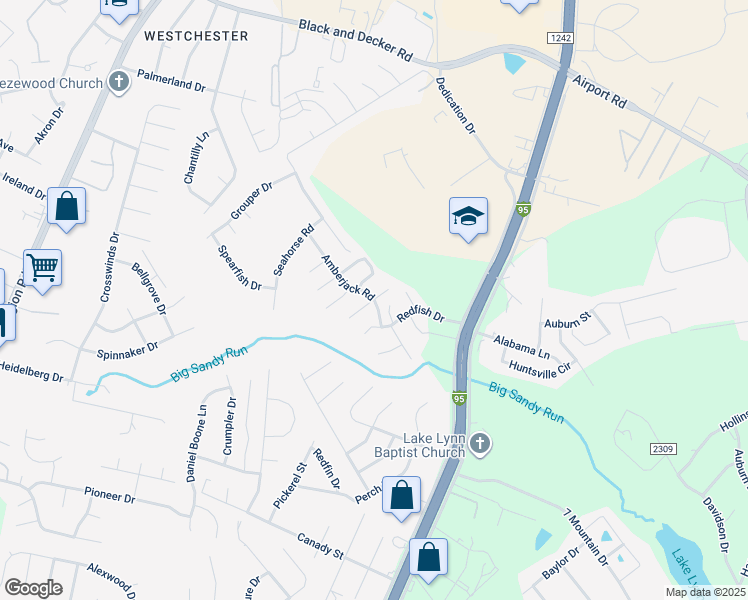 map of restaurants, bars, coffee shops, grocery stores, and more near 3200 Amberjack Road in Fayetteville