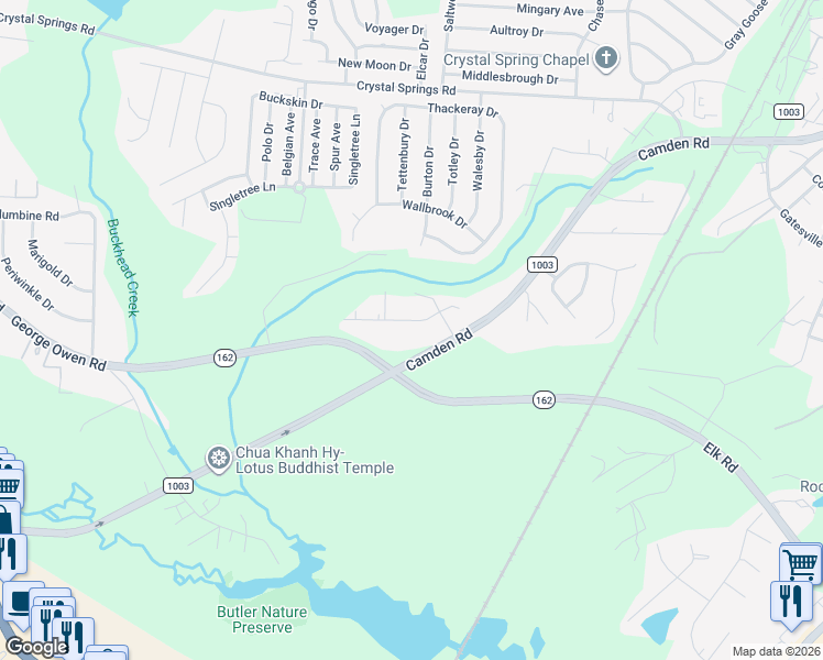 map of restaurants, bars, coffee shops, grocery stores, and more near 5021 Steed Road in Fayetteville
