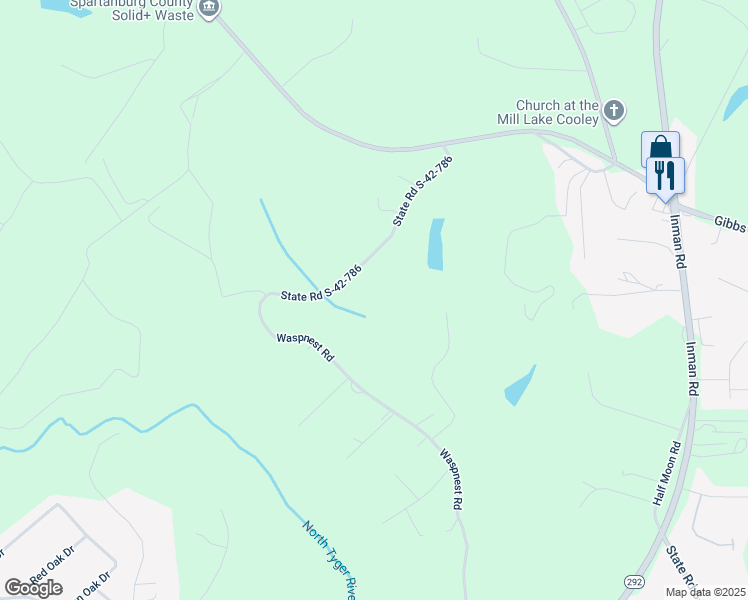 map of restaurants, bars, coffee shops, grocery stores, and more near 250 State Road S-42-786 in Wellford