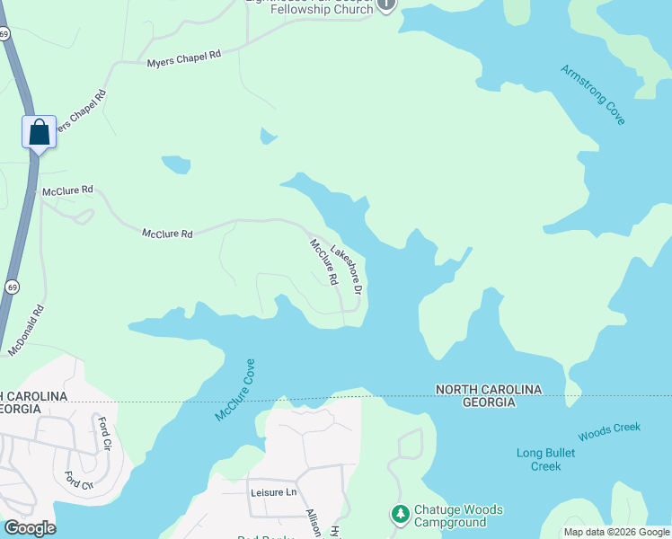 map of restaurants, bars, coffee shops, grocery stores, and more near 967 McClure Drive in Hayesville