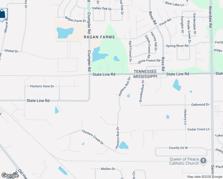 map of restaurants, bars, coffee shops, grocery stores, and more near 8205 Hunters Run Cove in Olive Branch