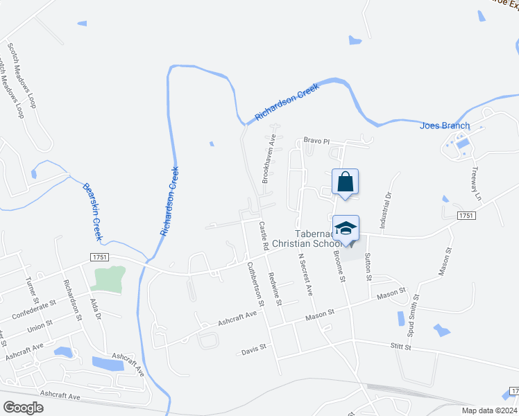 map of restaurants, bars, coffee shops, grocery stores, and more near 711 Castle Road in Monroe