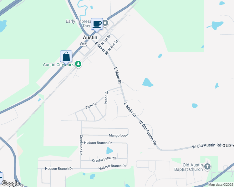 map of restaurants, bars, coffee shops, grocery stores, and more near 214 Pershing Drive in Austin