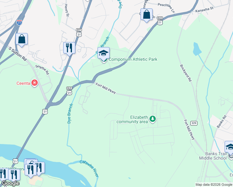 map of restaurants, bars, coffee shops, grocery stores, and more near 930 Fort Mill Parkway in Fort Mill
