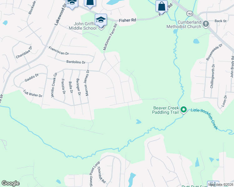 map of restaurants, bars, coffee shops, grocery stores, and more near 6224 Jacobs Creek Circle in Hope Mills