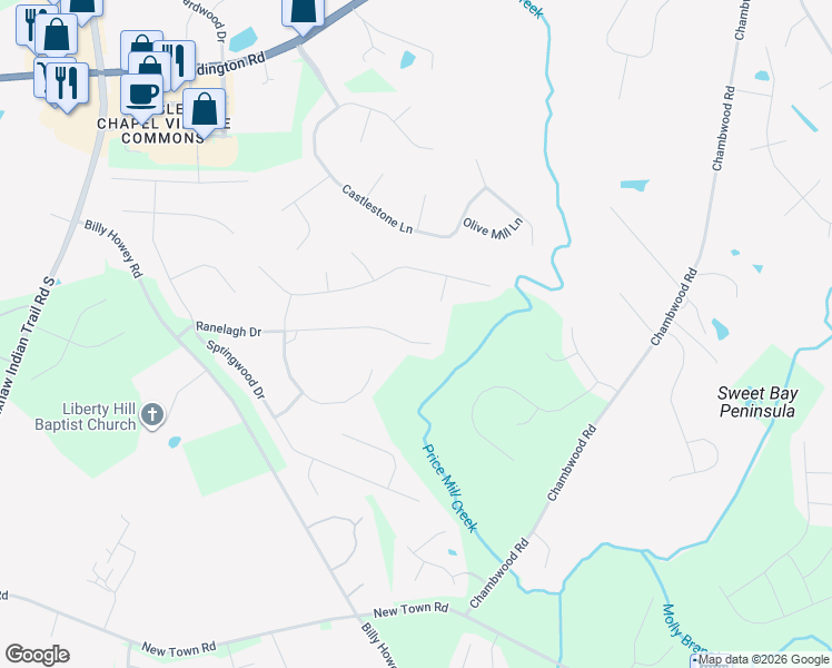 map of restaurants, bars, coffee shops, grocery stores, and more near 431 Ranelagh Drive in Waxhaw