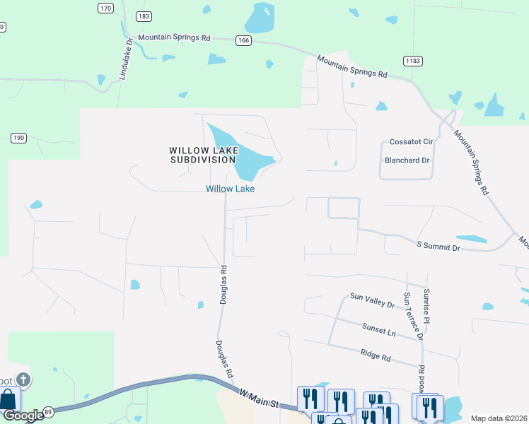 map of restaurants, bars, coffee shops, grocery stores, and more near 511 Crepe Myrtle Loop in Cabot